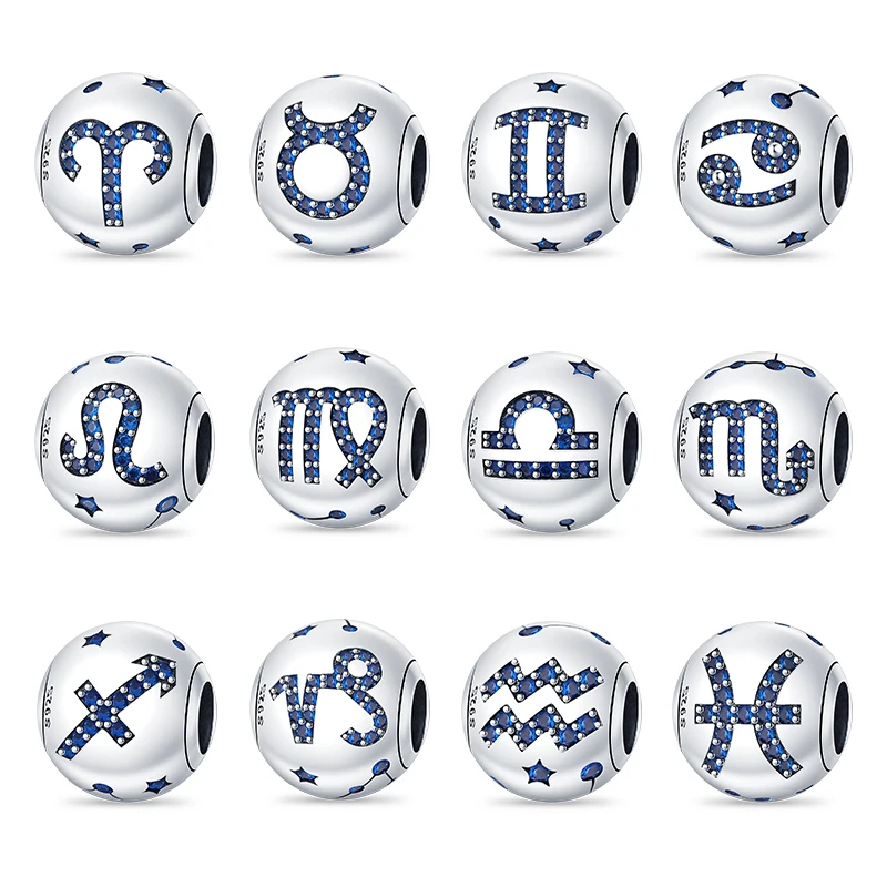 Fit Pandora 925 Original Bracelets 925 Silver Color Twelve Constellations Charms Beads Fine DIY Creative Birthday Jewelry Gifts