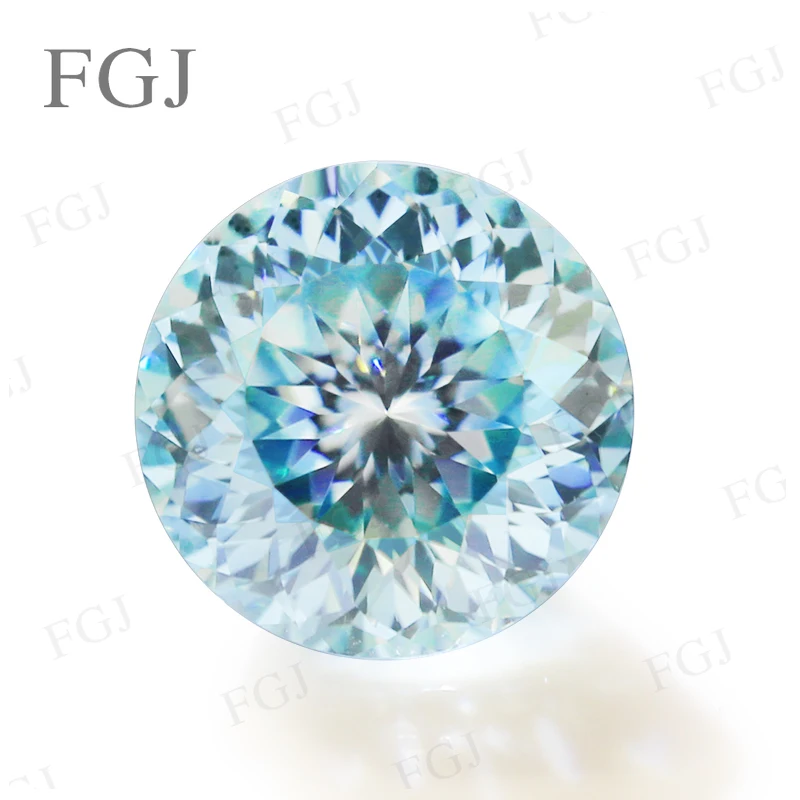 

Wholesale Price Real Moissanite Stone Round Portuguese Cut Auqa Blue Lab Diamond Loose Gemstones GRA Code Number Certificate