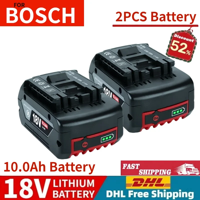 

AL1820CV+BAT610Gfor Bosch professional 18V 10.0AH Li-ion batteryreplacement with LED &for Bosch quick charger 14.4V-18V