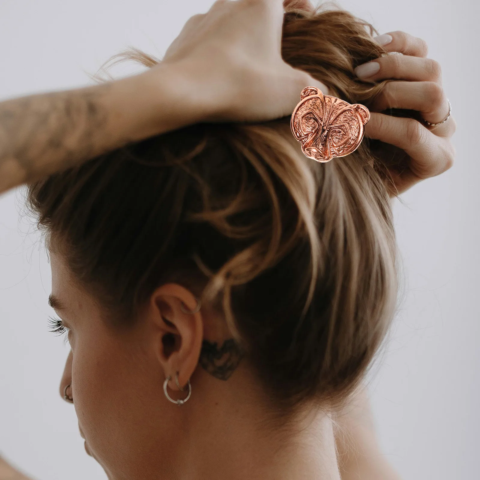 

3pcs Bear Head Hair Bands Elastic Ties Adjustable Silver Copper Red Ponytail Holders for Women Girls Thick Hair Yoga