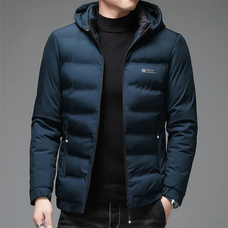 YEAE Short Men's Winter Down Jacket 2024 New Thick Warm Hooded Cotton jacket Trend Business Casual Coat Clothing Man Jack Top