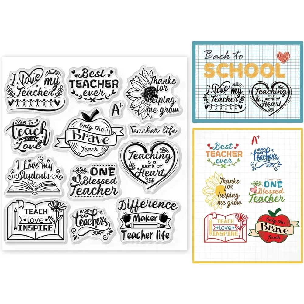 Happy Teacher's Day Clear Stamps for DIY Scrapbooking 15x15cm Blessing Words Silicone Clear Stamp Seals for Cards Making Photo