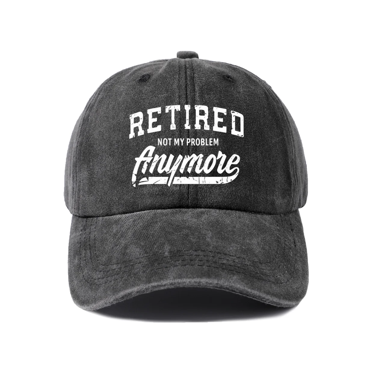 Retired Not My Problem Anymore Graphic Vintage Washed Baseball Cap, Adjustable Unisex Dad Hat, Casual Gift