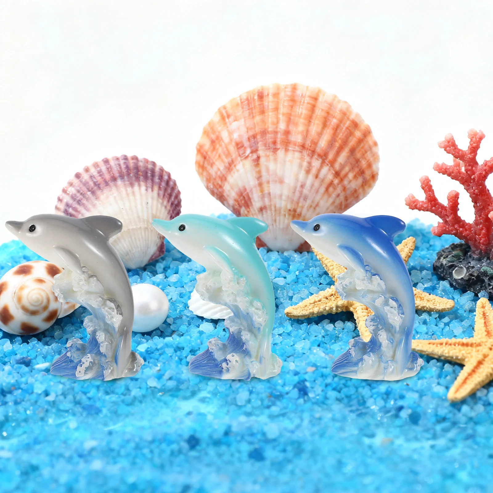 7 قطعة شخصيات راتينج دولفين صغيرة موضوع المحيط ديكور المناظر الطبيعية الصغيرة لدمية حوض السمك تررم الحرفية قطاعات الكب كيك المنزل #3