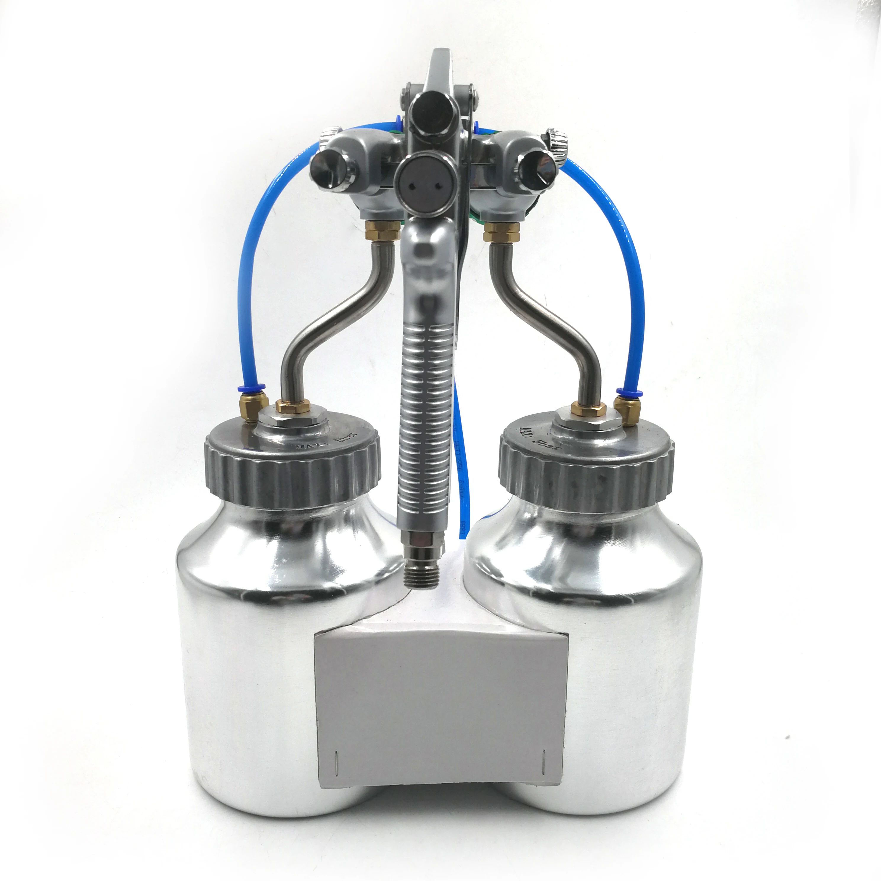 Nano Chrome Gun Dual Nozzle Sprayer with 2pcs Can 1.3mm Double Head Pressure Feed Paint Gun