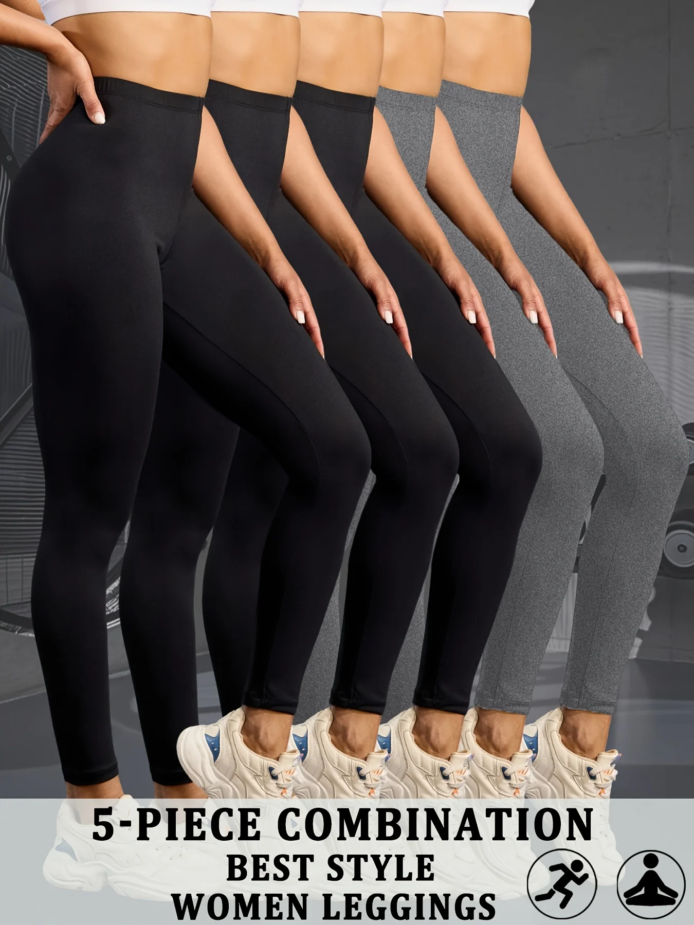 

5 Pack Women's Super Soft Leggings High Elasticity No See Through Workout Yoga Running Athletic Push Up Gym Fitness Leggings