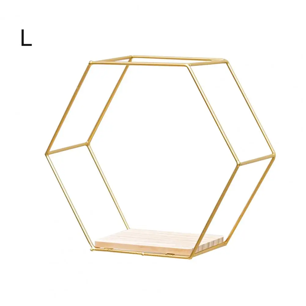 Nordic Style Stand Iron Storage Holder Wall-mounted Multifunctional Geometric Firm Hexagonal Shelf for Home Decorative