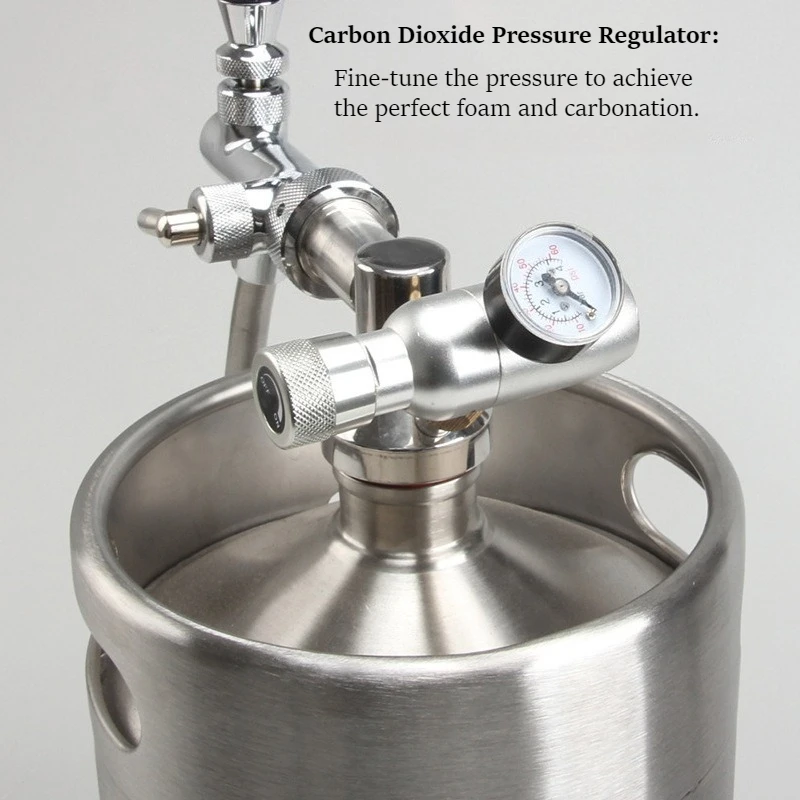 304 Stainless Steel Portable Pressurized Carbonation Beer Keg Dispenser Kit with Adjustable Tap for Home Brewing