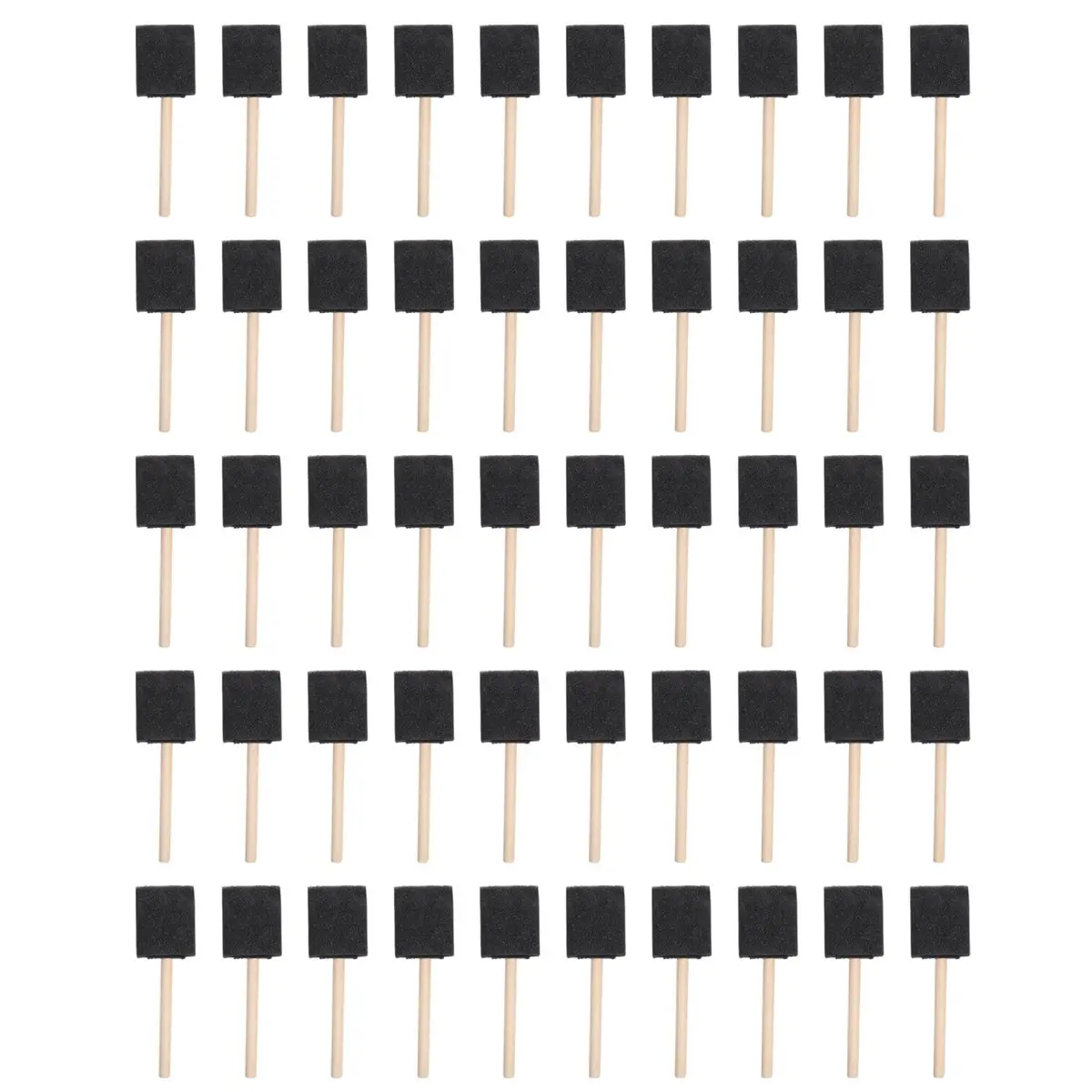 DT38 50 Pcs 2 Inch Foam Sponge Wood Handle Paint Brush Set, Great for Acrylics, Stains, Varnishes, Crafts, Art