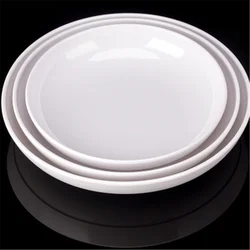 Deep Round Melamine Dinner Plates White Hotel Serving Tray Table Dishes Imitation Porcelain Dishes to Eat Kitchen Dining Sets