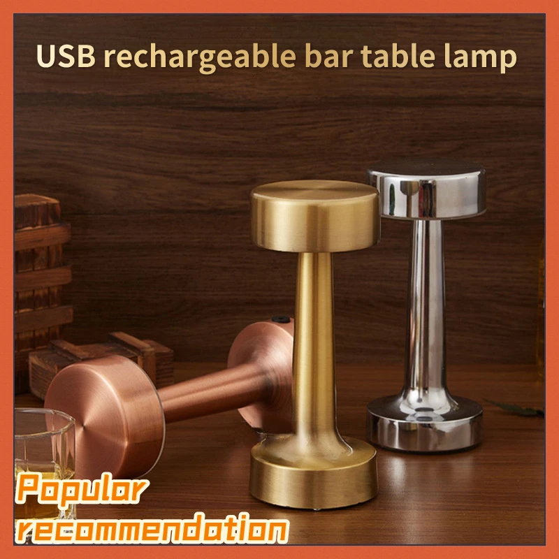 

LED Desktop Metal Night Light Cafe Bar Atmosphere Desk Lamp Living Room Bedroom Modern Decoration Bedside Lamp USB Charging