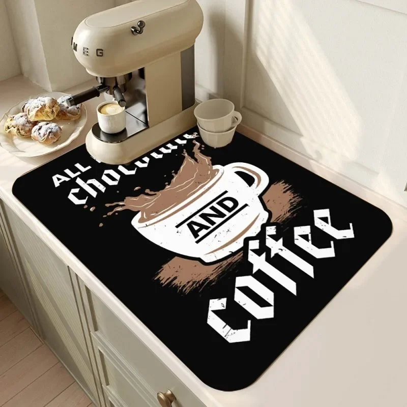 Quick Dry Dish Drying Mat Flower Rubber Tableware Draining Pads Rug Kitchen Dinnerware Placemat Super Absorbent Coffee Drain Pad
