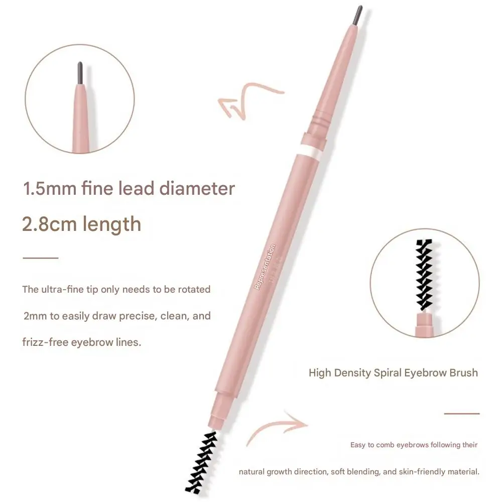 1,5 mm extrem feiner Augenbrauenstift, wasserfest, langlebig, schweißfest, automatisch drehbar, mit Pinsel, natürliches koreanisches Augenbrauen-Make-up, 1/3 Stück – Detail 8