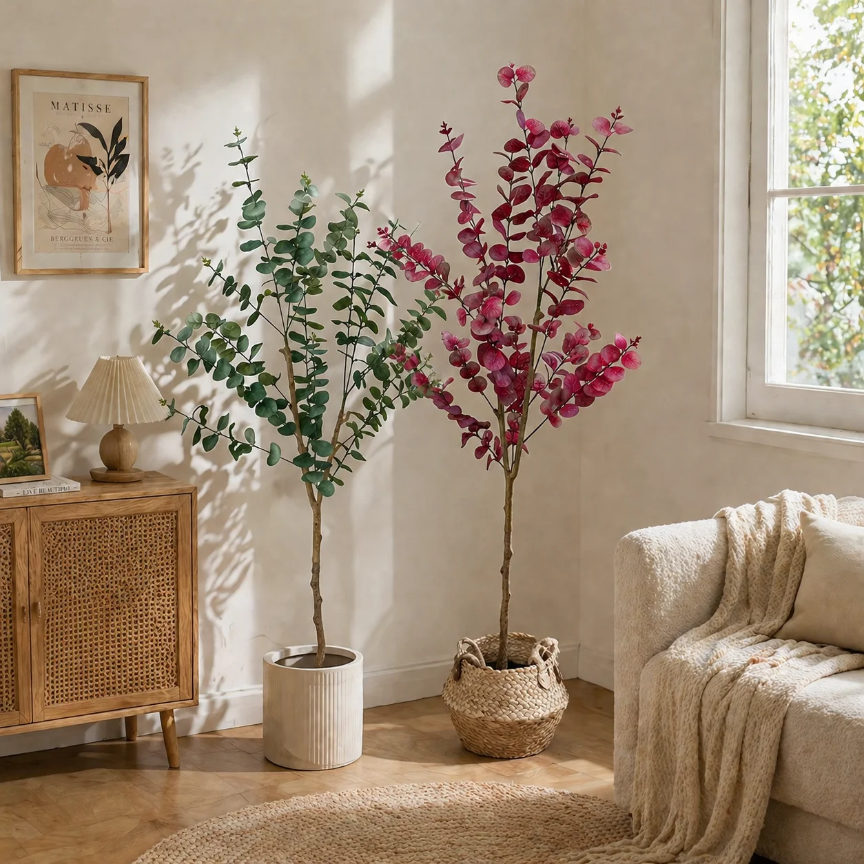 

140cm Artificial Eucalyptus Tree, Faux Fall Greenery,Fake Plant for Indoor Home,Living,Room Decor Outdoor Decor and Accessories