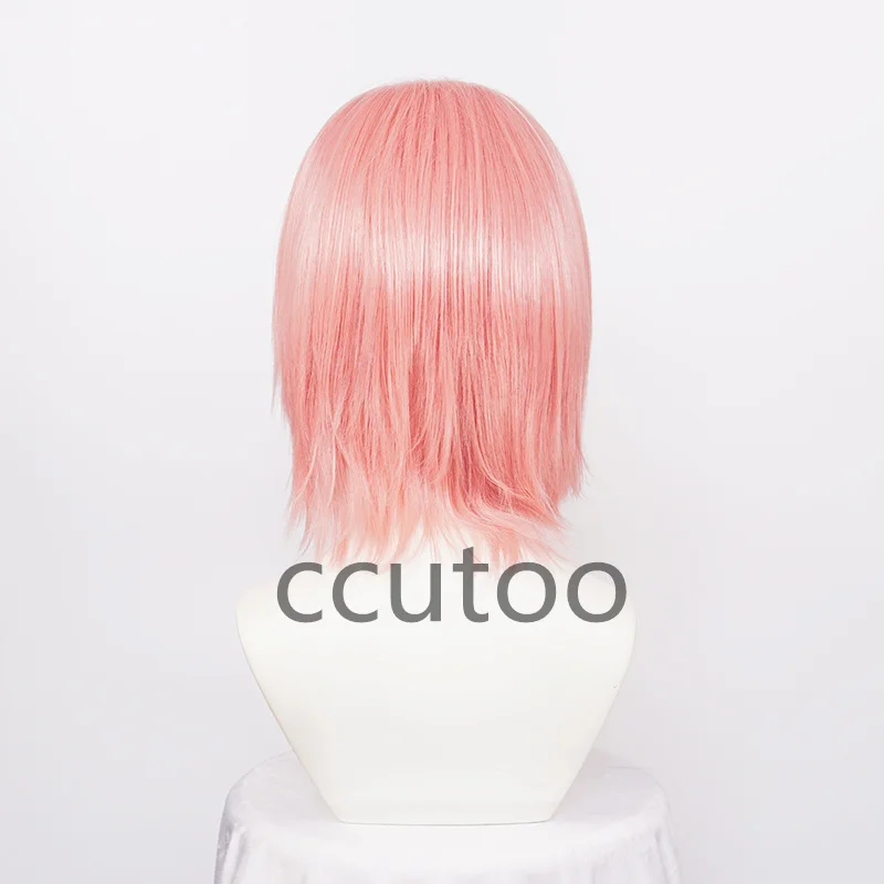 Girl Synthetic Anime Cosplay Haruno Sakura Wig Pink Cute Hair Heat Resistance Party Play Role + Red Headband + Wig Cap Free