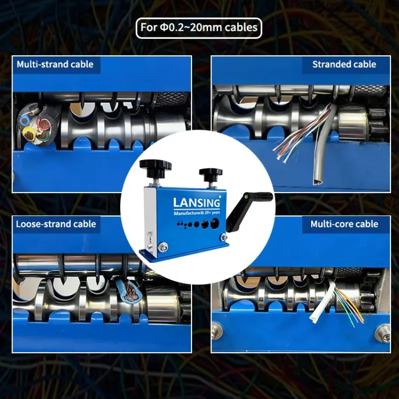 Single Blade Cat5 Manual Wire Stripper Machine Drill Powered Hand Crank Wire Stripper Tool With 12 Channels And 5 Blades