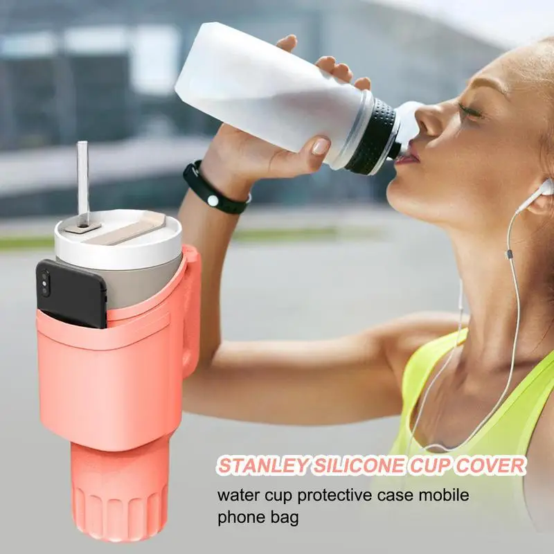 Water Bottle Sleeve Water Bottle Protective Cover With Phone Bag Anti-Scratch Anti-Slip Cup Sleeve With Handle For Water Bottles