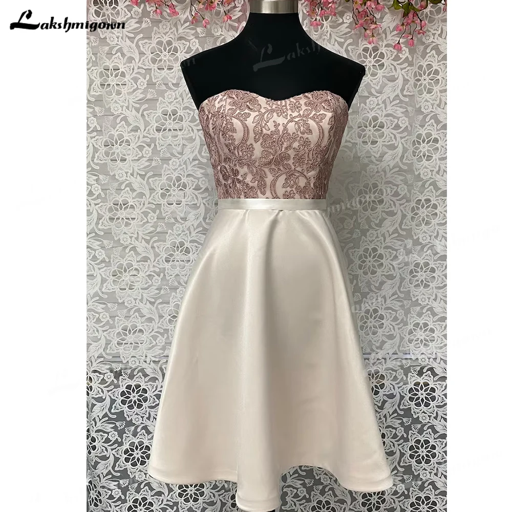 Short Mother of The Bride Groom Dress Custom Made Dusty Rose Lining Satin Lace Elegant Women Dress For Party 2023robes de soirée