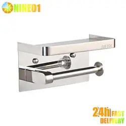 Stainless Steel Toilet Paper Holder Bathroom Storage Rack Wall Mount Roll Paper Phone Holder Shelf Towel Roll Shelf Accessories