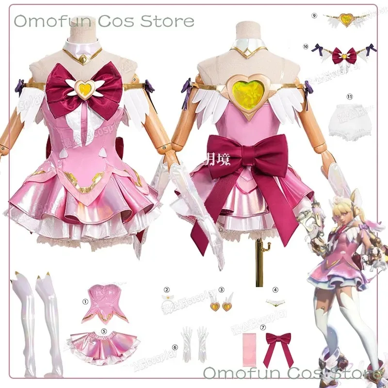 

Overwatch 2 DokiWatch Juno Косплей Mythic Skin Outfit Розовое платье Парик Костюмы Одежда Хэллоуин Необычный стиль Juno Teo Minh Женщины