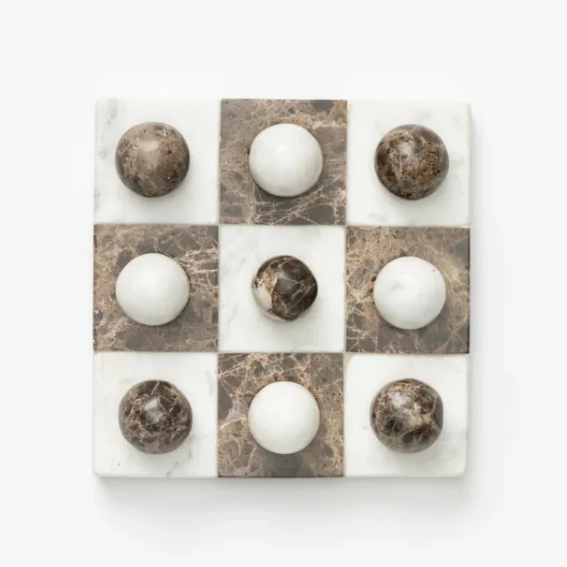 Wabi Sandy Wind Natural Marble Creative Chessboard Ornament Soft TV Cabinet Geometric Home Crafts