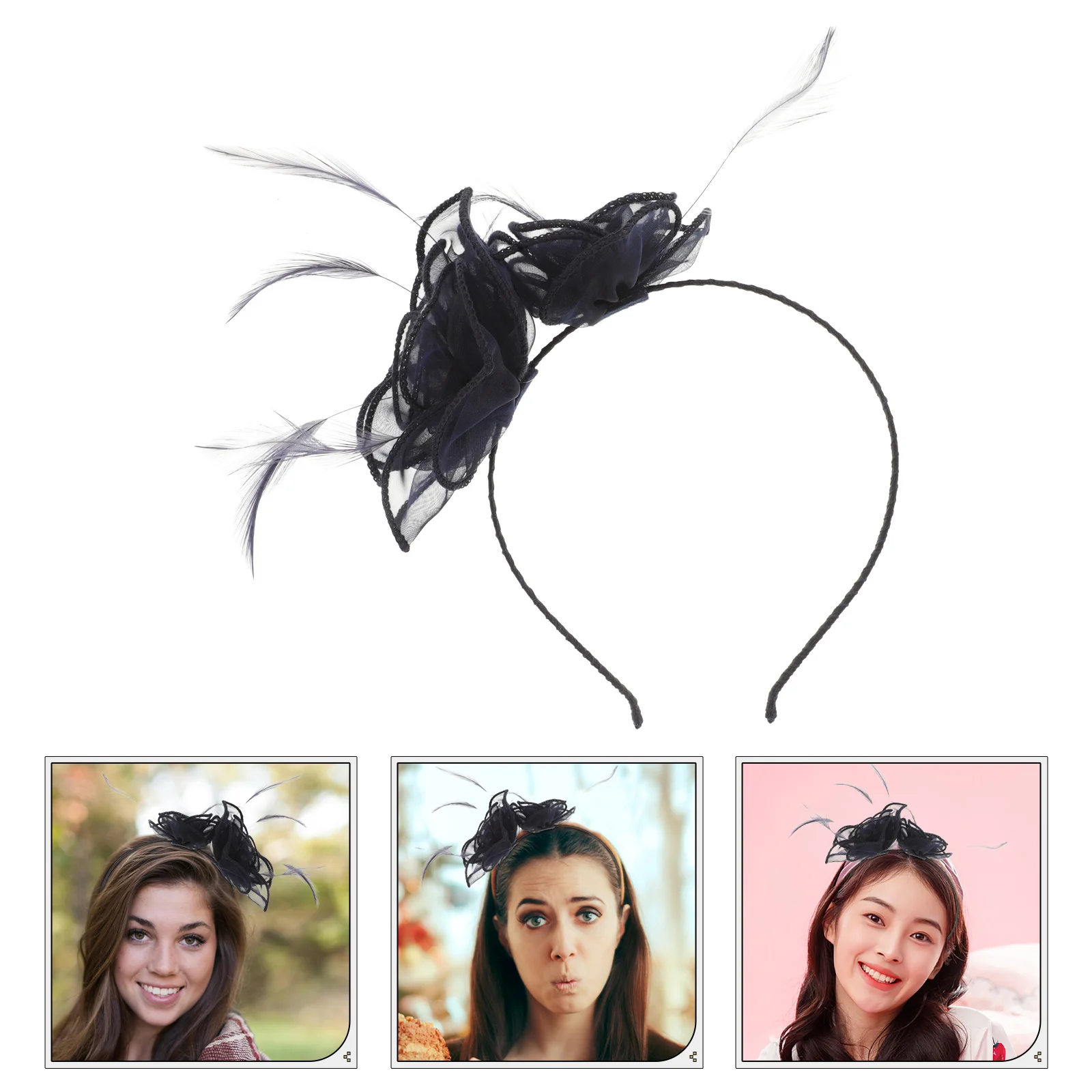 

Mesh Flower Hair Accessories Women's Hairpins Ladies Hats Fascinator Headband Wedding The Flowers Banquet