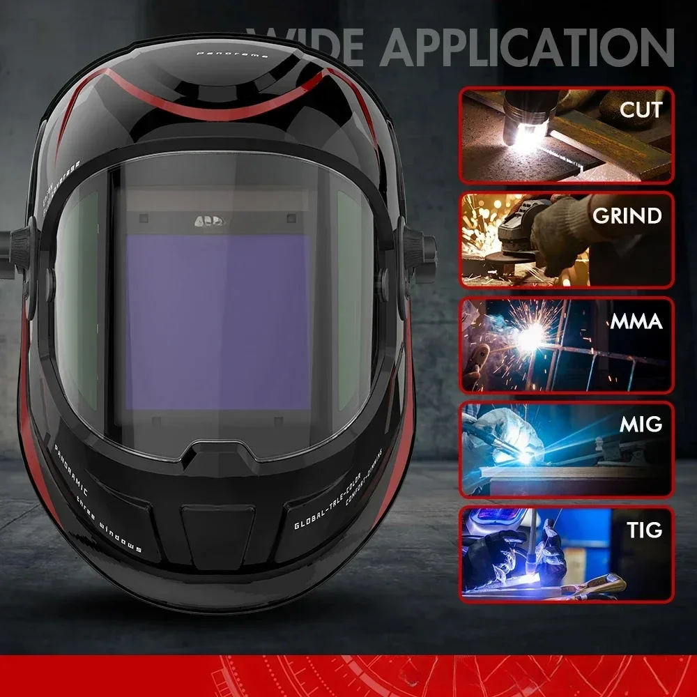 ANDELI Auto Darkening Welding Helmet Large Screen 180 View True Color Solar Welder Mask 4 ARC Sensors 1/1/1/2 Optical Weld Hood