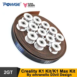 POWGE Creality K1/2MGT 2GT-7.7 RF açık senkron kemer Max kiti 20 diş 2GT avara kasnak çap 4mm Omranello D3vil tarafından tasarım