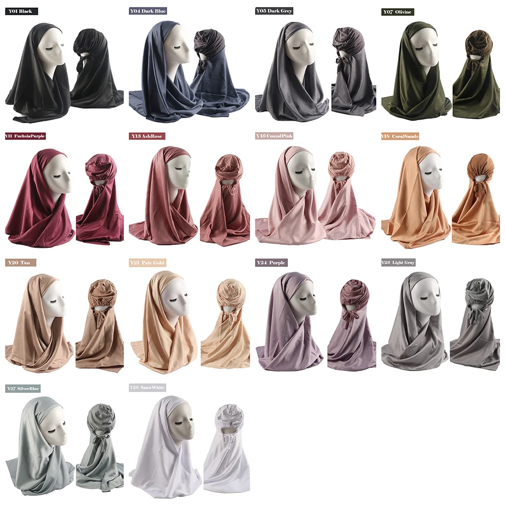 Instant Bawal Matte Silk Satin 110X110cm Square Matte Satin Tudung Scarf With Inner Cap Muslim High Quality Office Lady Hijab