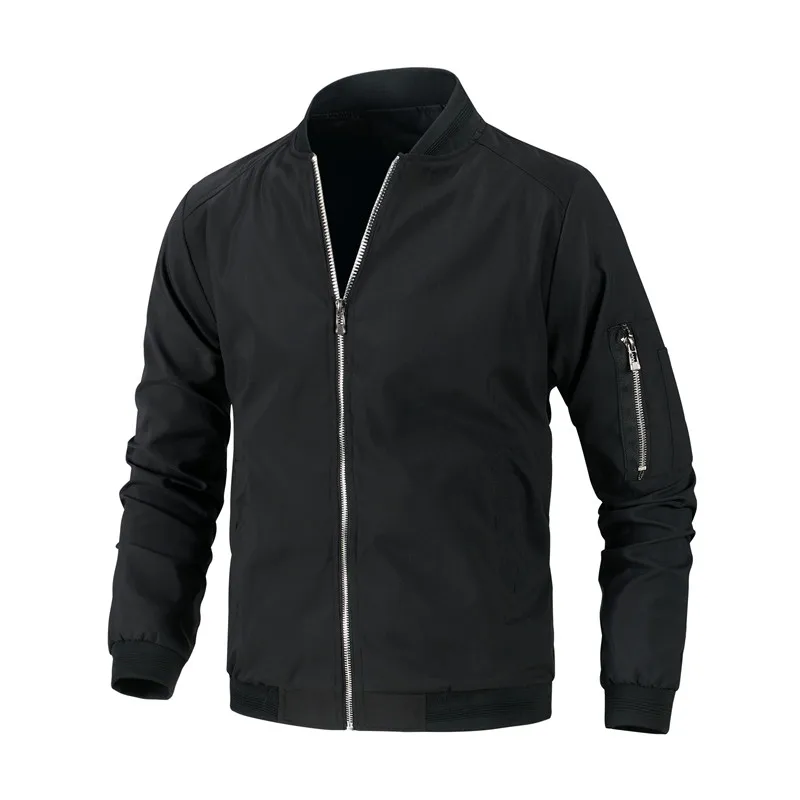 Fashionable and trendy new cross-border AliExpress spring and autumn thin men\'s baseball collar solid color jacket casual flying