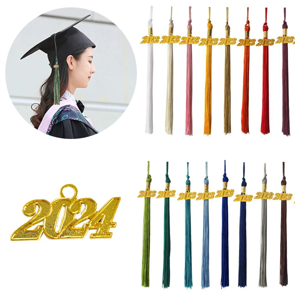 2024 Style Graduation Cap Hanging Academic Tassel 45 Colors Pure Color Charm Pendant Student Dress up Uniforms Accessories