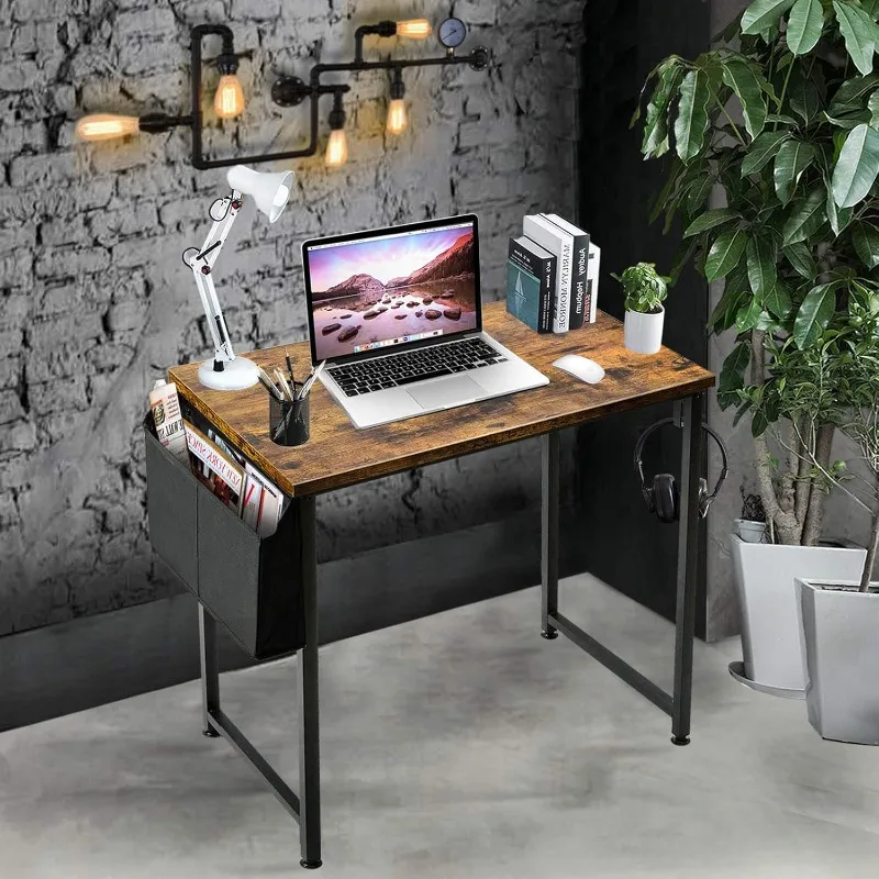 Computer Desk Study Table for Small Spaces Home Office 31/39/47 Inch Rustic Student Laptop PC Writing Desks with Storage Bag