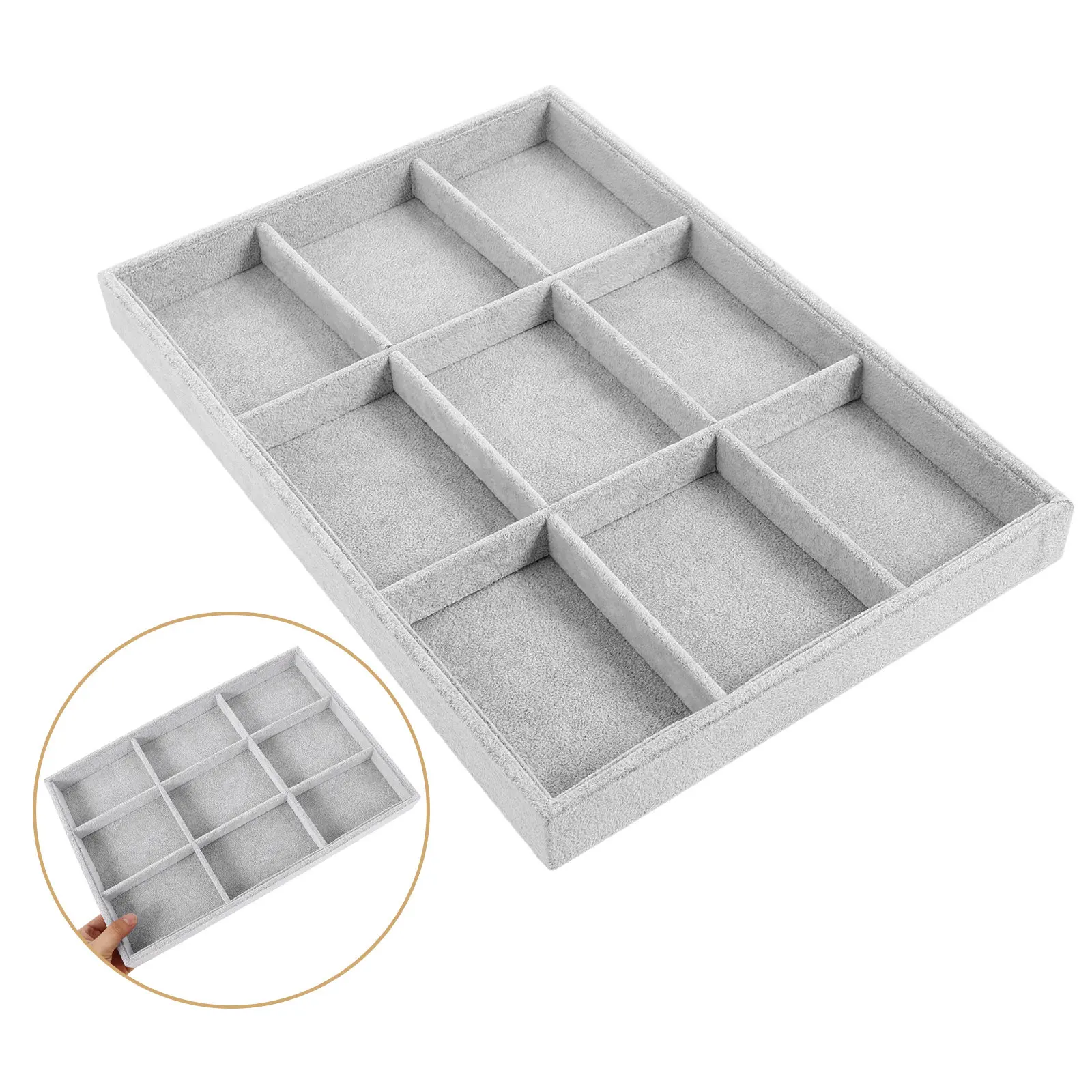 

Jewelry Organizer Tray Delicate Multi-Grid Ring Display Holder Earring Storage Case Desktop Cosmetics Organizer Jewelry Display