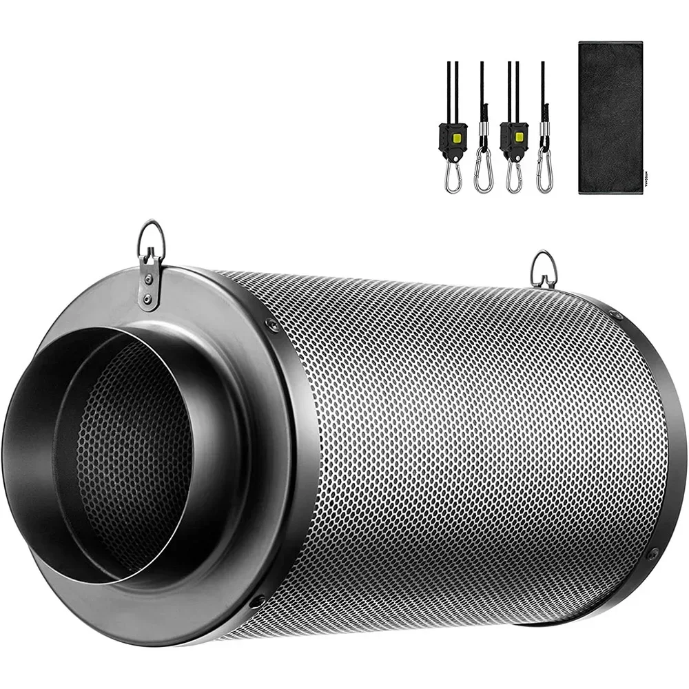 2024 8 inches Air Carbon Filter Premium Australia Virgin Activated Charcoal Silver Black Air Filtration for 4x4 tent room