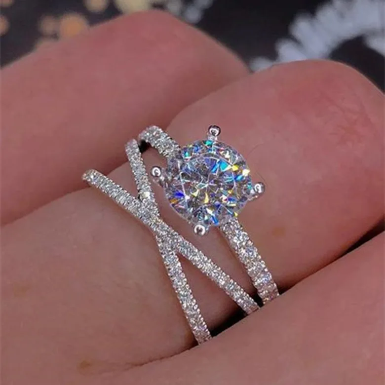 S925 Sterling Silver New Eight Hearts Eight Arrows Zircon Ring Double Wrapped Women Engagement