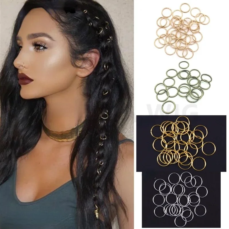 5-100pcs Sliver Gold Hair Rings Hair Braids Dreadlock Beads Charms African Braids Cuffs Hair Rings Jewelry Clasps Accessories