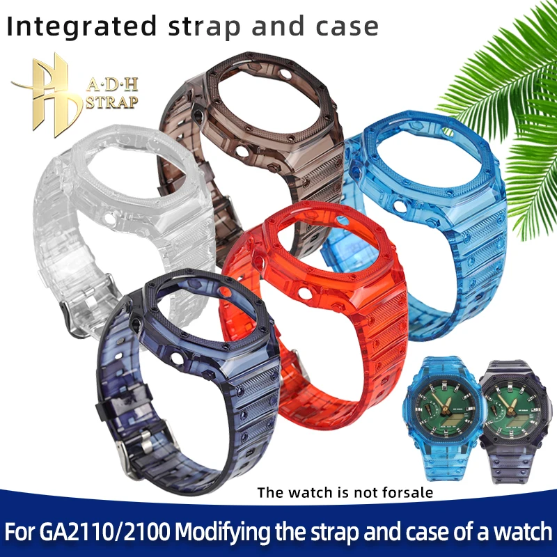 For Casio GA-2110 GA2100 Modified G-shock Integrated Watch Strap Case Sports Waterproof Watch Shell Watchband Transparent Color