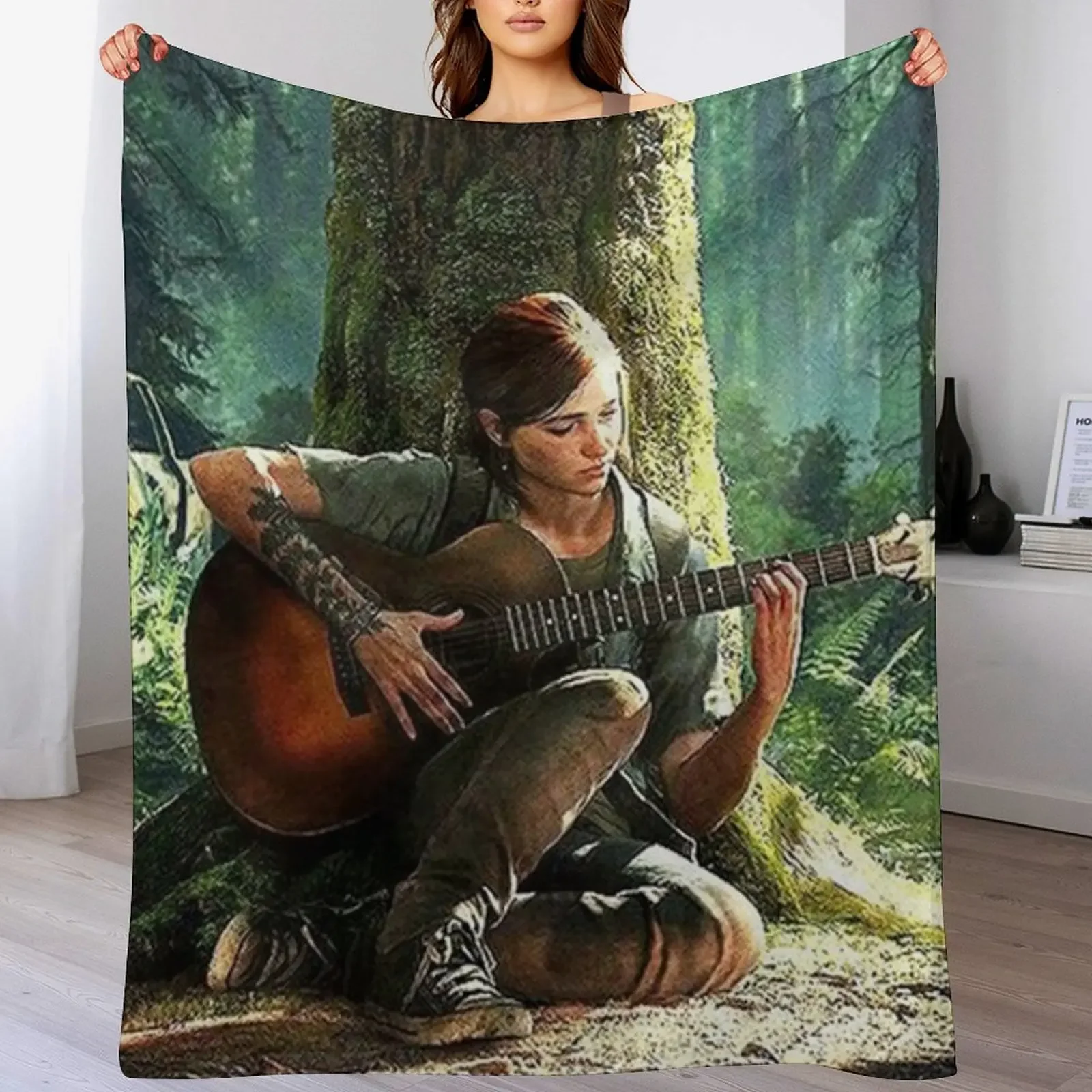

Playing Guitar Throw Blanket Flannel Fleece Soft Warm Throw Blanket