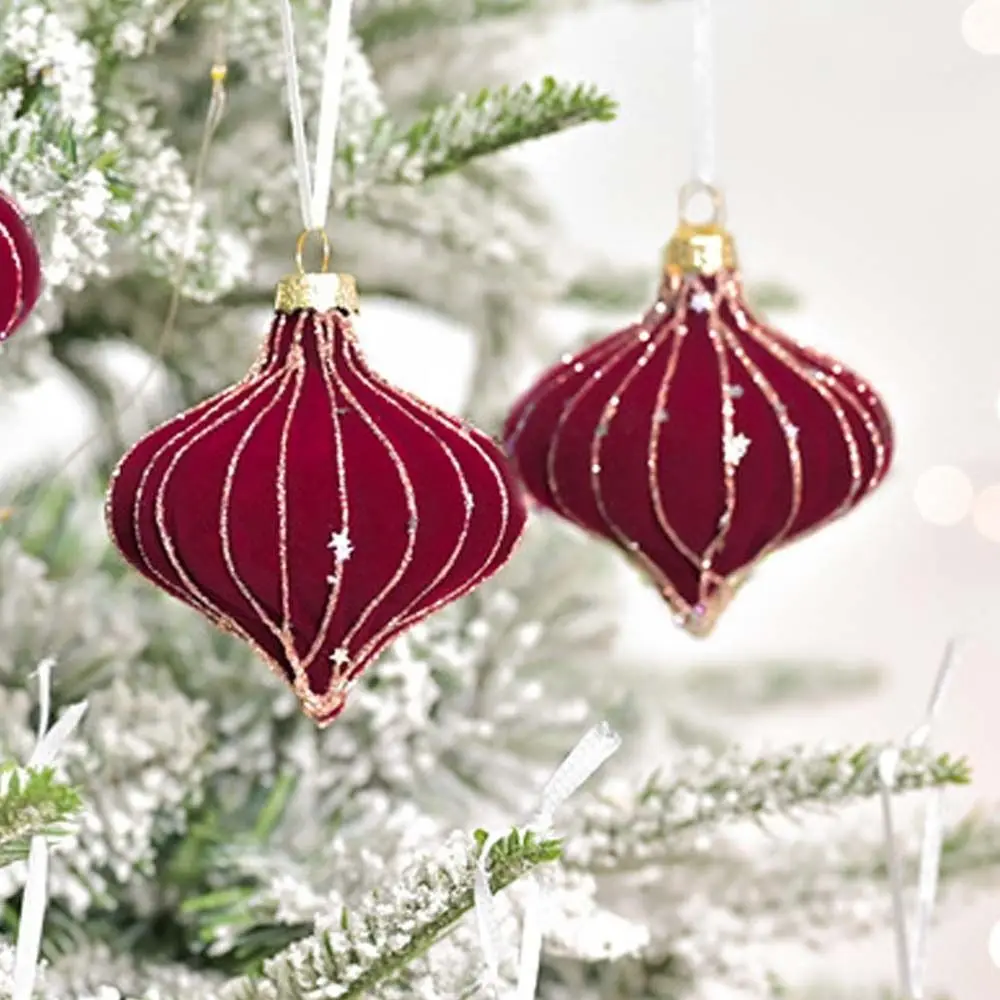 6PCS 8cm Velvet Christmas Ball Pendant Flocking Reusable Christmas Hanging Balls Shatterproof Elegant Xmas Tree Ornaments - Image 3