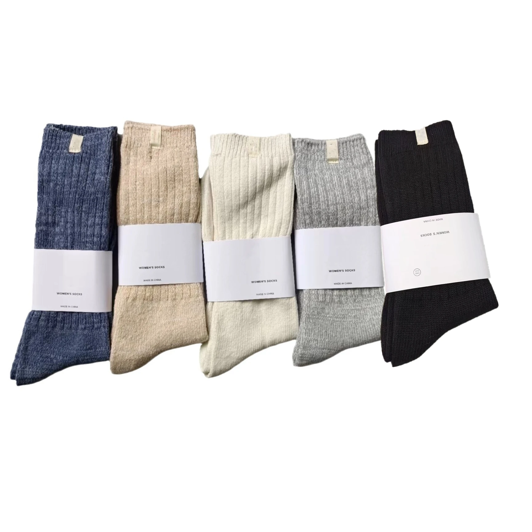 Solid colored socks with double needles and thick insulation for casual wear