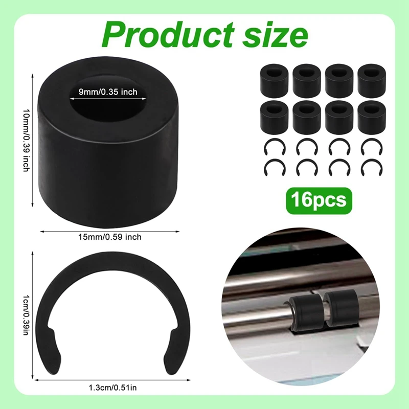 A23T 8Pcs Retaining Clip Rings & 8Pcs Rubber Roller Replacement for Maker Keep Rubber From Moving