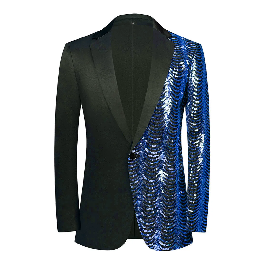 Herren Luxus Welle Gestreiften Gold Pailletten Blazer Jacke Schal Revers Eine Taste Glänzend Hochzeit Anzug Jacken Schwarz Smoking Blazer