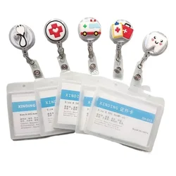 1Pc Retractable Badge Holder Reel Nurse Exhibition Card Holder Doctor ID Card Chain Clips School Student Office