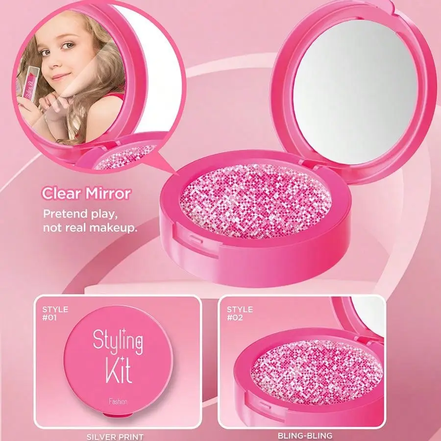 Kids Pretend Makeup Play Set for Ages 3-6 Girls, Children's Cosmetic Simulation Toy Kit, Fashion Styling Beauty Set for Girls