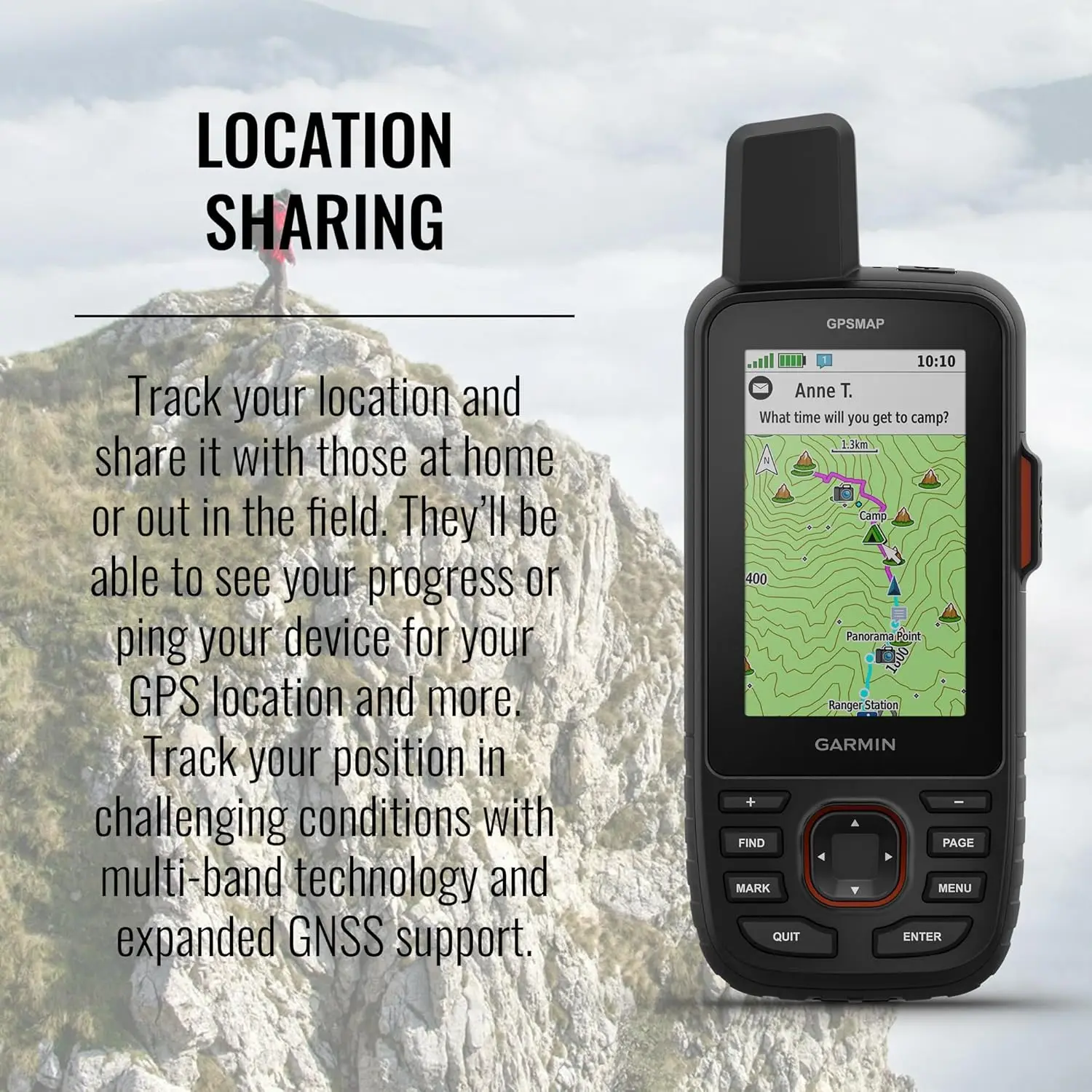 Garmin Robuuste GPS-handheld voor wandelen met inReach-satelliettechnologie Batterijduur van 425 uur Tweewegberichten Interactieve SOS-bundel