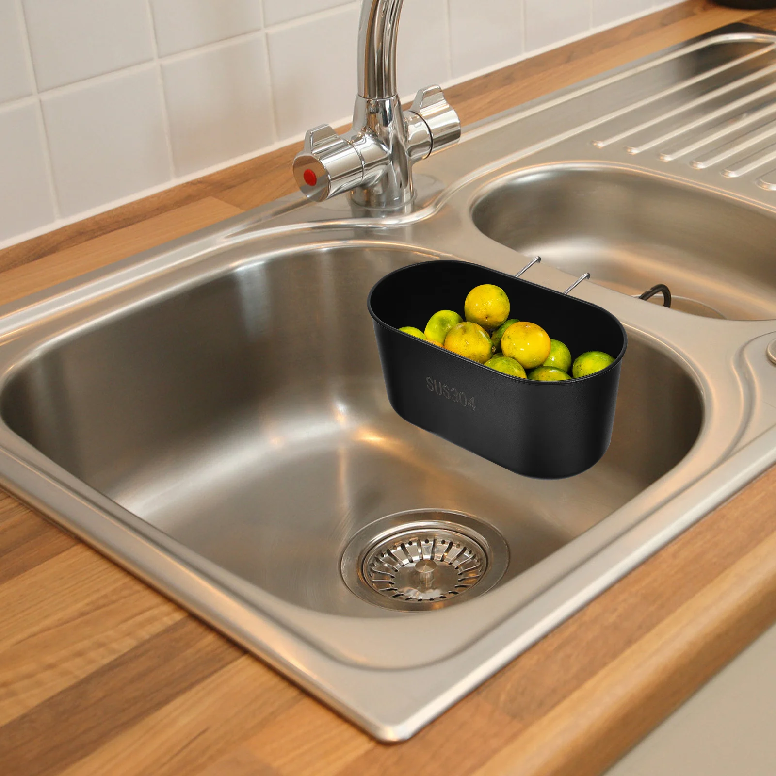 

Sink Drain Basket 304 Stainless Steel Multi function Storage Wear Resistant Kitchen Accessory Compact Strainer Reusable Garbage
