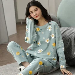 Women's Pajamas Sets Big Size 5XL Pyjama Plaid Loungewear Summer Autumn Sleepwear Cartoon Pijama Mujer 2 Piece Pjs Homewear