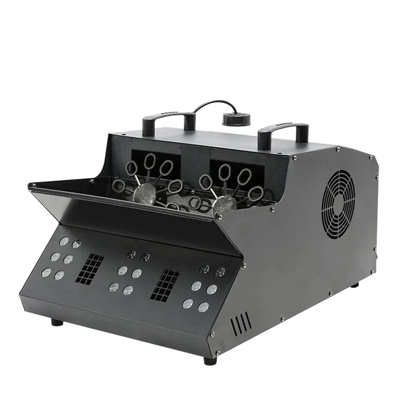 1200W Smoke Bubble Machine DJ Double Wheel LED Bubble Fog Machine Stage DMX Bubble Fog Machine For Wedding Halloween Party Show