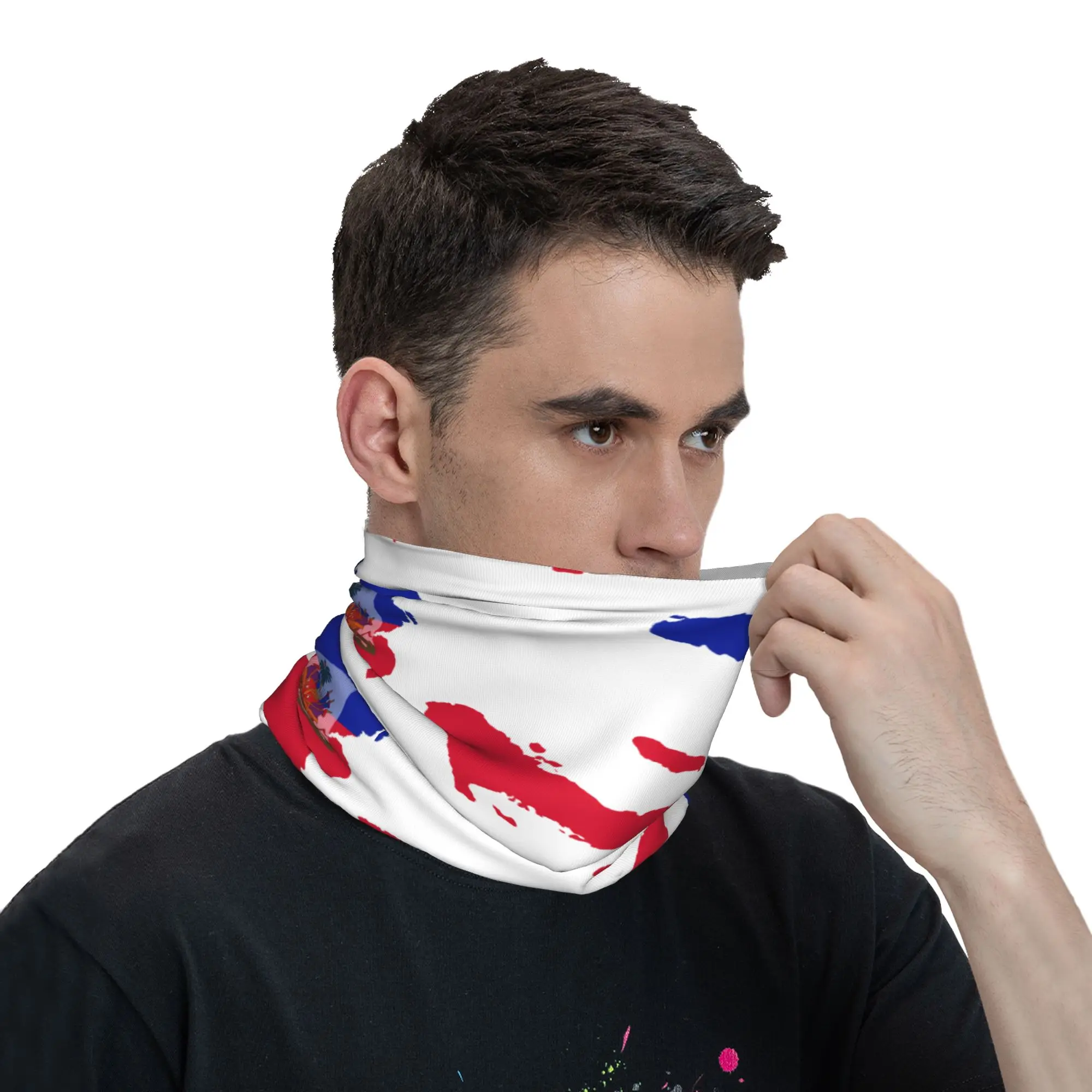 Haiti Flag Balaclava Outdoor Sports  Cycling Mask Anti-UV Soft Motorcycle Face Cover Mask Spring Cool Neck Gaiter view 3