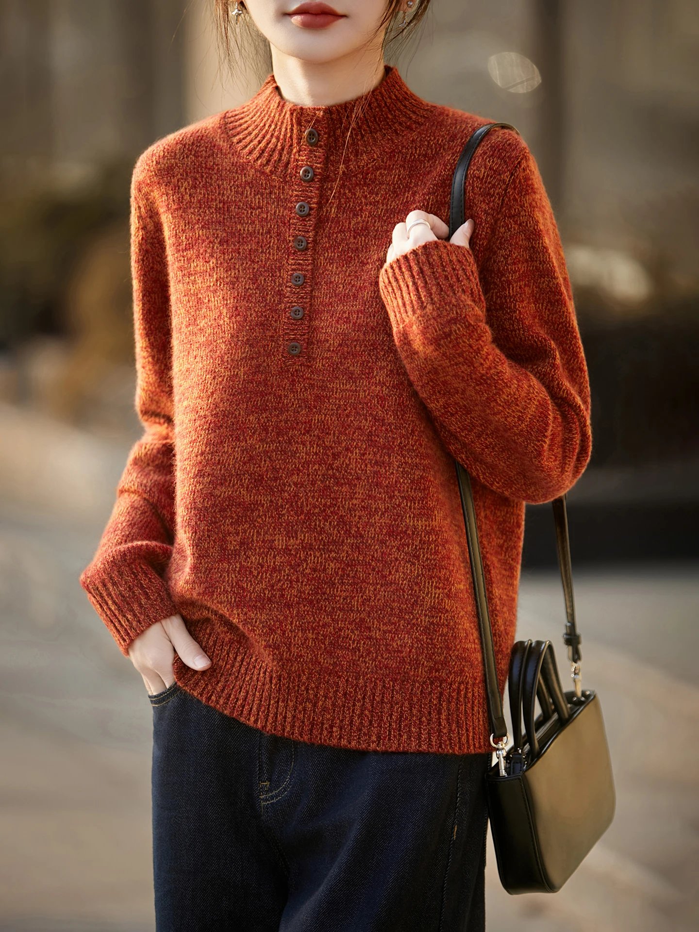 

Новый женский свитер из 30% мериносовой шерсти, плотный осенне-зимний трикотаж, свободный пуловер, женская блузка, одежда с длинными рукавами, топы, мягкий трикотаж